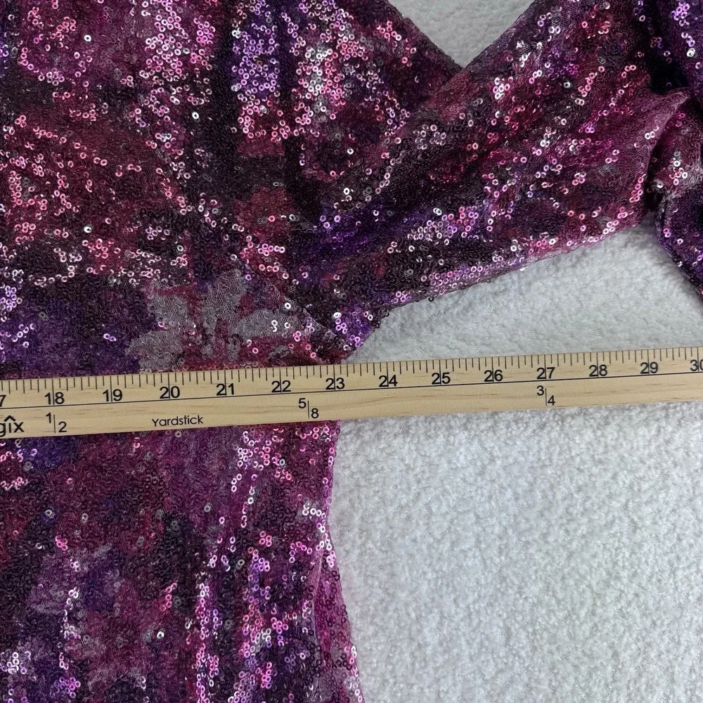 Isaac Mizrahi Live! Long Sleeve Sequin Cardigan Sweater Top Size XL Purple
